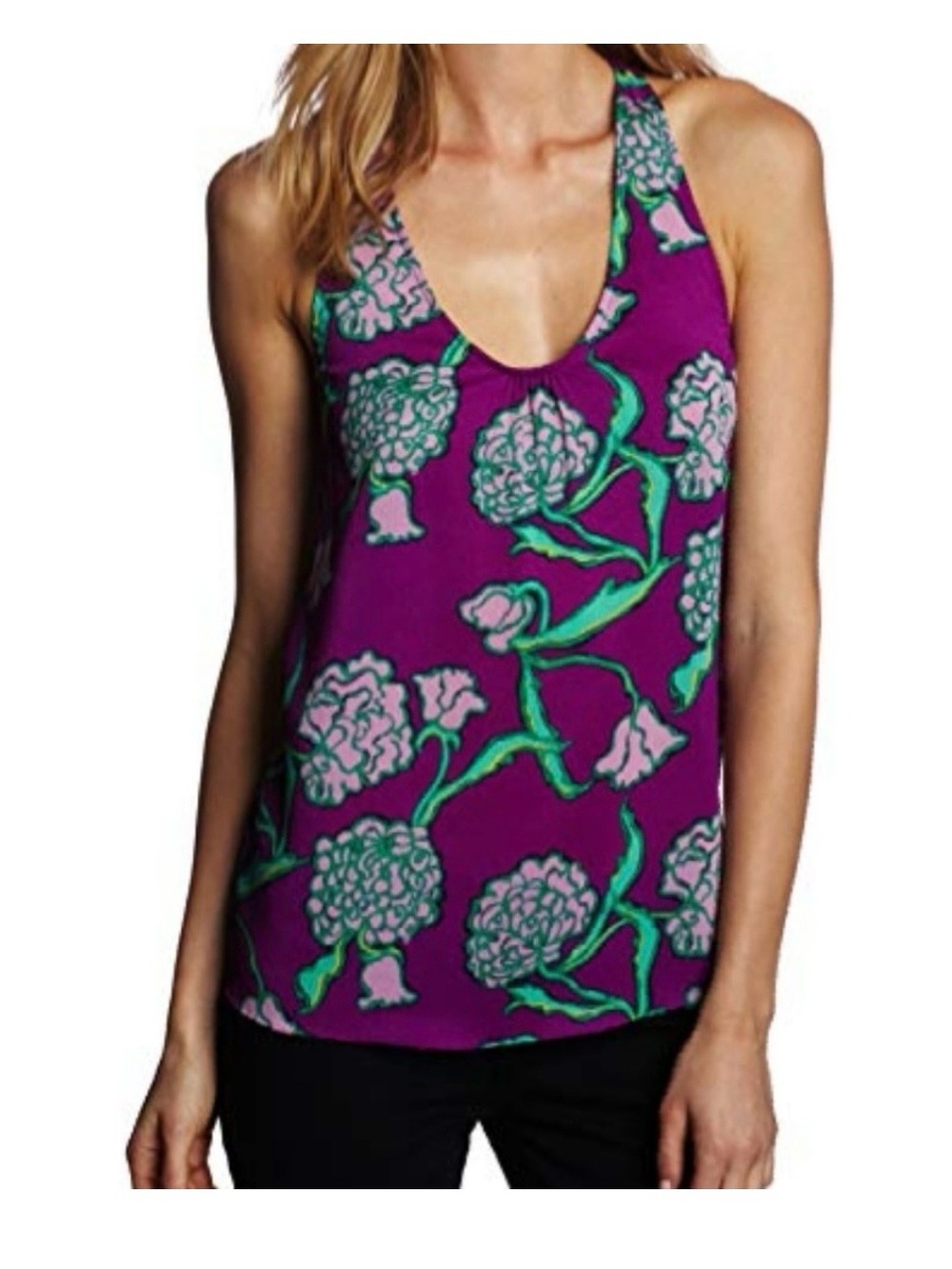 Women’s Lily Pulitzer Devany Hollyhock Racerback Tank Top Size M